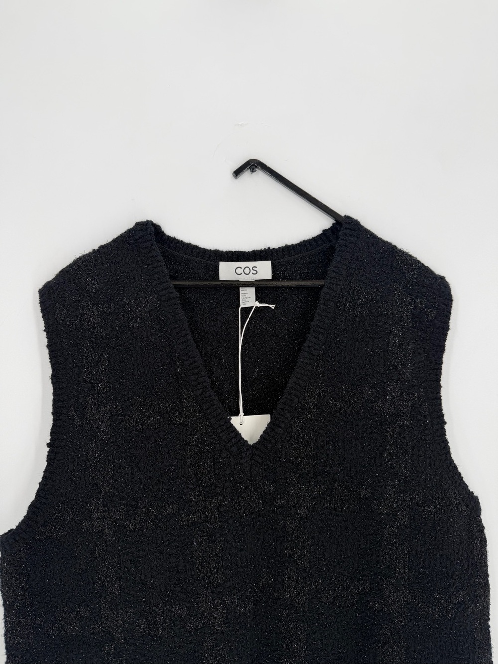 Cos Sparkly Windowpane Check Sleeveless Boucle Knit Sweater Vest